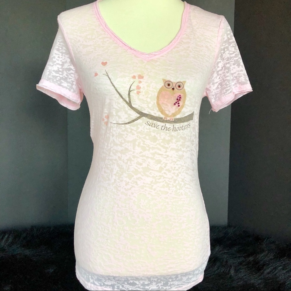 SAVE THE HOOTERS PINK TEE BREAST CANCER AWARENESS